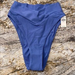 Aerie Textured Crossover High Cut Cheeky Bikini Bottom Small